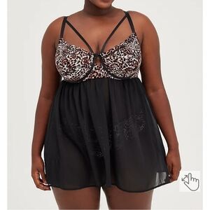 🆕️LEOPARD STRAPPY UNDERWIRE BABYDOLL